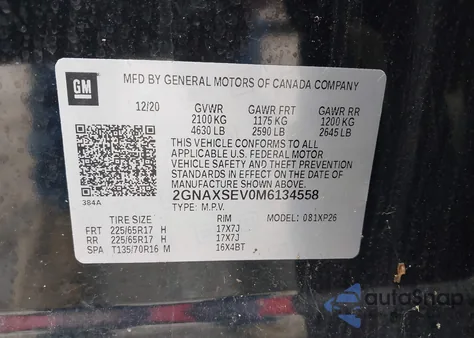 2021 Chevrolet Equinox Awd Ls from USA, damaged, VIN 2GNAXSEV0M6134558